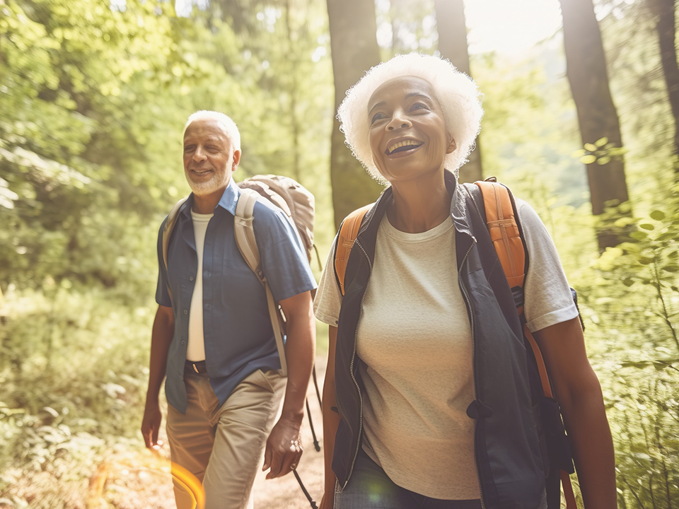 Senior couple on a hike