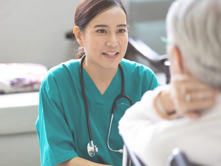 A medical professional and a patient